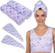2 Pcs Microfiber Hair Towel Wrap for Women Girl Soft Absorbent Fast Drying