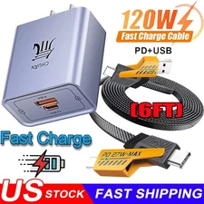 120W Fast Charging USB Type C Wall Charger For iPhone 17 Pro Max 16 15 14 Plus X