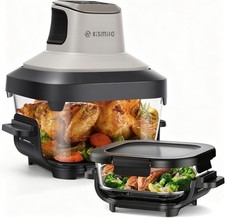 Kismile 5-in-1 Glass Air Fryer, 2.6QT & 4.7QT Dual Containers, Portable