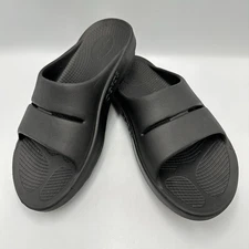 Oofos OOahh Black Slide Recovery 2 Strap Sandal Unisex Mens 7  Womens 9 Comfort