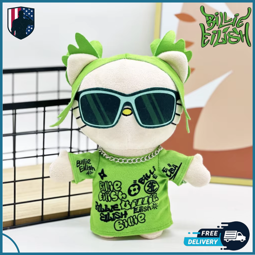 Billie Eilish Plush Doll Toy Hello Kitty Style Stuffed Figure 26CM/10.2IN.
