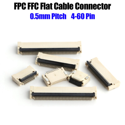 0.5MM FFC/FPC Connector Flat Cable Socket 4-60 Pin Front Insert Back Flip Plug