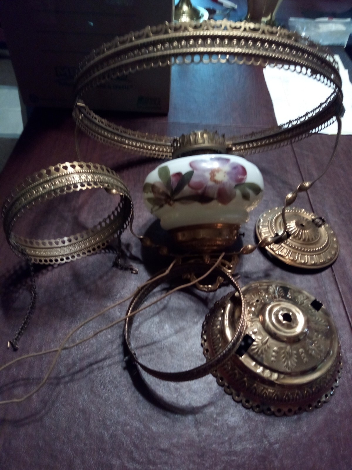 Antique Victorian Hanging Oil/Kerosene Lamp Parts Lot of 12 pieces eBay