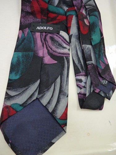 Adolfo Tie 100% Silk from Italy - Multi-color - Picture 2 of 3