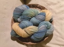 hand dyed Merino 3 ply sport non superwash sun / water 3.5 oz / 328 yds