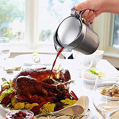 Double Insulated Gravy Boat - Stainless Steel Sauce Jug with Hinged Lid Hinge...