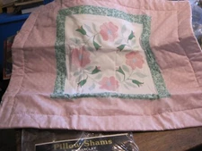 1970'S NOS BARCLAY STANDARD PINK FLORAL SET OF 2 PILLOW SHAMS #14029
