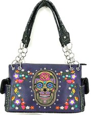 SUGAR SKULL DAY OF THE DEAD BAG CONCEALED PURSE MOTORCYCLE SHOULDER HANDBAG