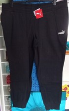 Image of Puma Core Black Logo Cuffed Fleece Joggers Women's size 3XL / UK 20