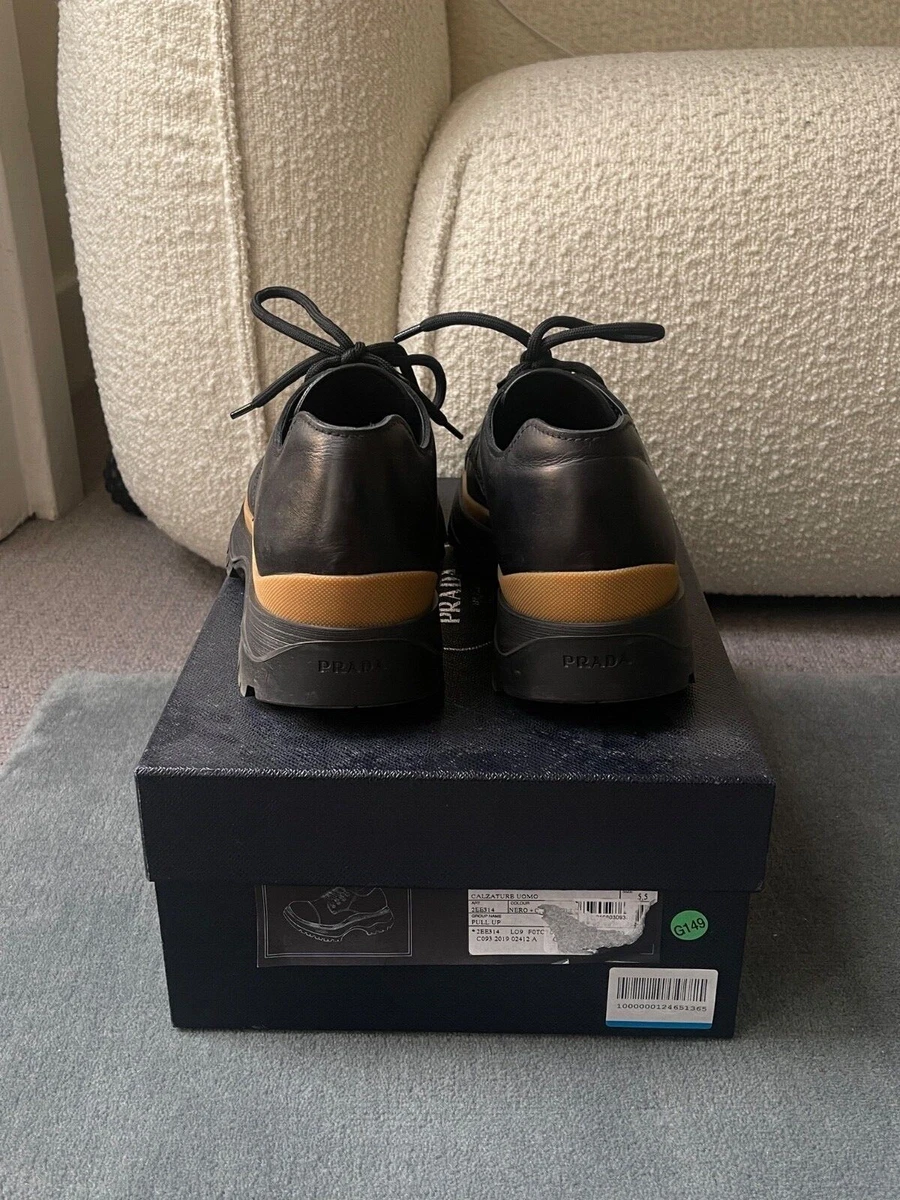 Prada shoes size UK 5.5 men colour black and beige lace up shoes