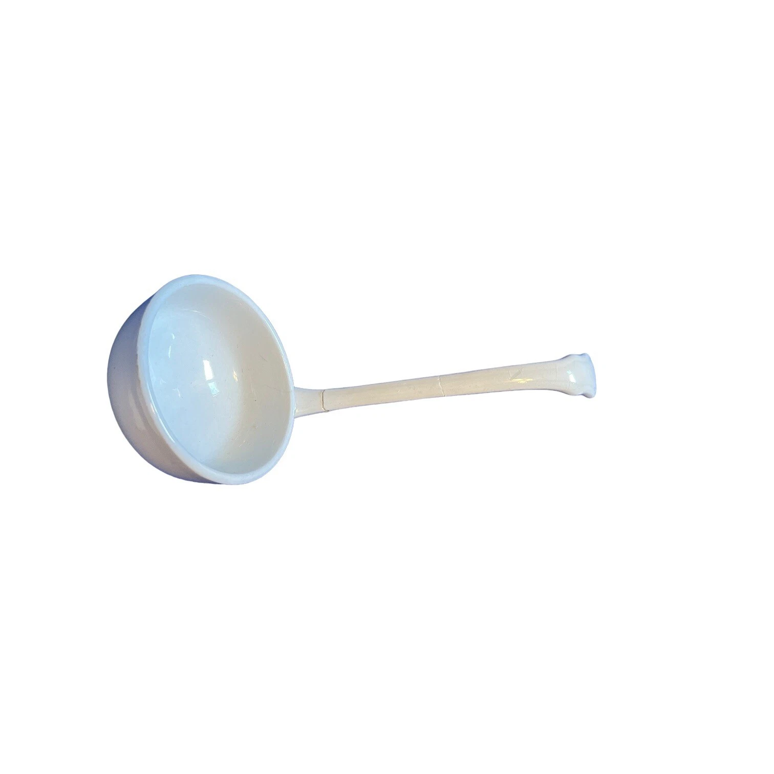 Antique White Ironstone Soup Sauce Ladle 6" REPAIRED HANDLE