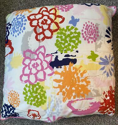 Großes weißes und buntes Blumenmuster 20'' quadratisches Dekokissen 