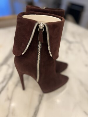 CASADEI Brown Suede Mid-Calf Sock Boots Size 7 - NEW without Box