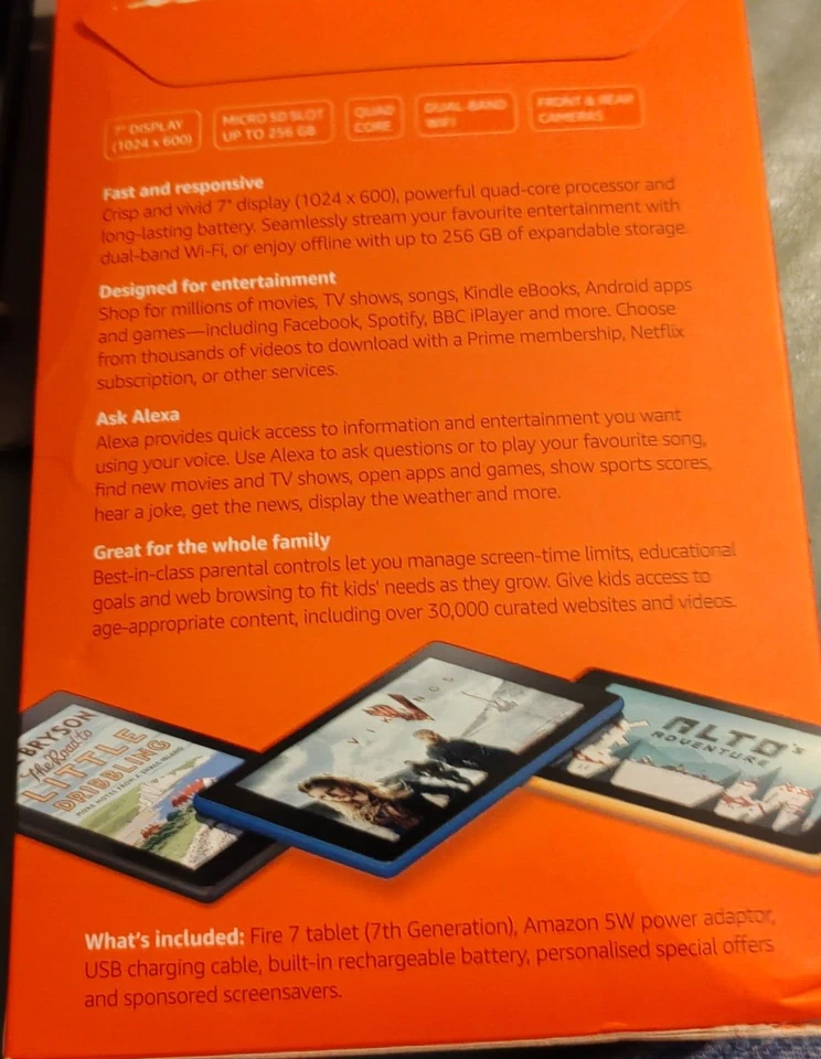 Amazon fire 7 blue tablet 7th gen bundle + book style cover/stand - Image 2 of 4