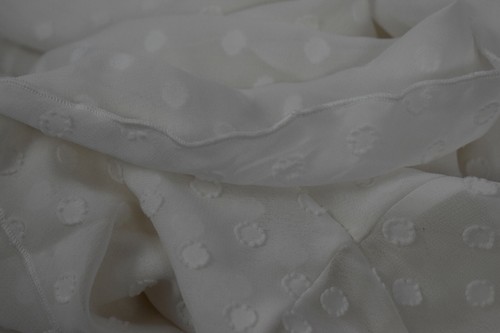 New Halogen Size L Ivory Cloud Tiered Blouse Flowy Layered Polka Dots Top Sheer - Picture 12 of 12