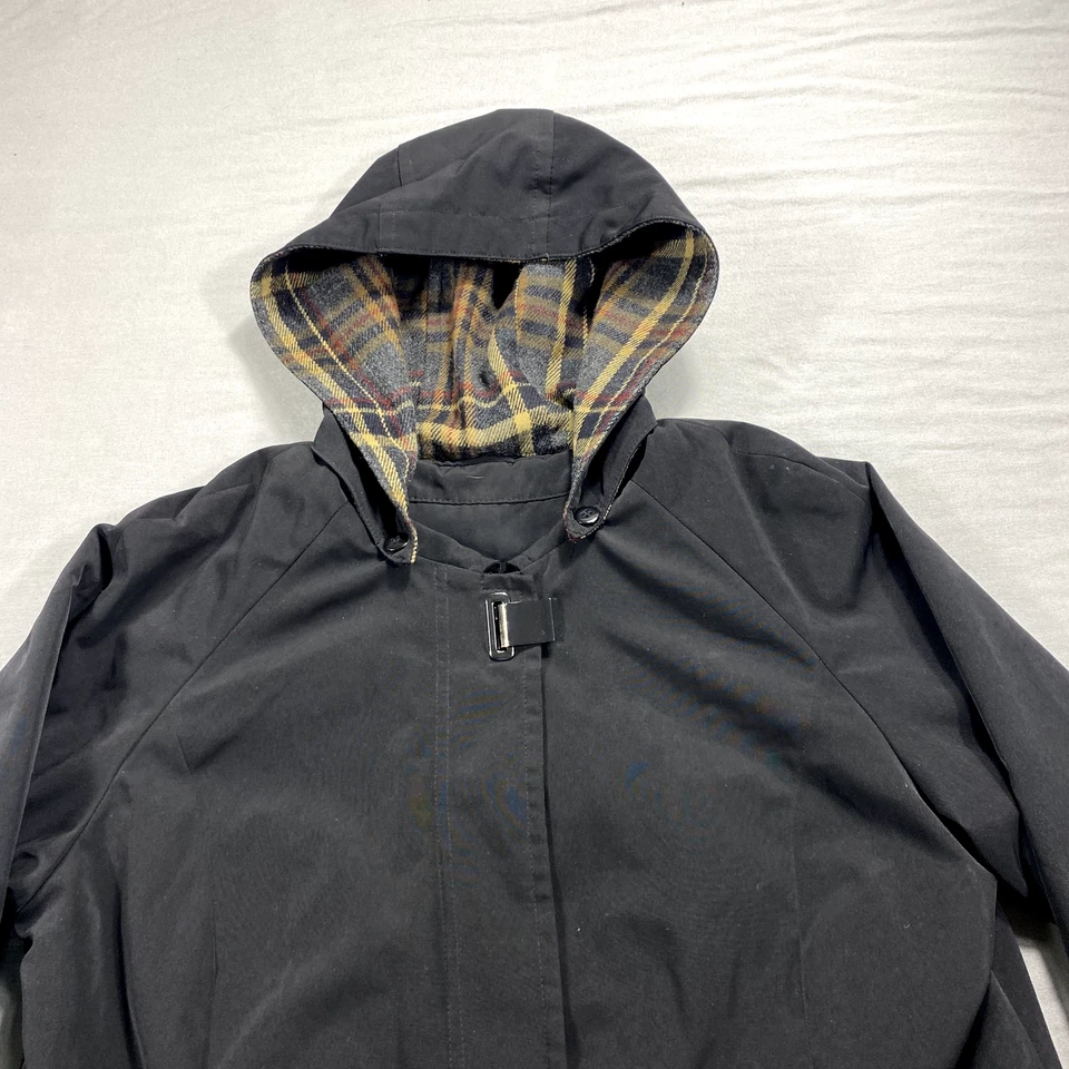 Chaqueta Nautica Mujer Mediana Negra Capucha Forrada Impermeable Rompevientos Parka Informal Foto 4 de 4