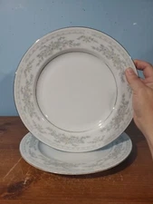 CHINA: SOMERSET by NL Excel, 10.5" DINNER PLATES, Set of 2, Blue Flower Band #2