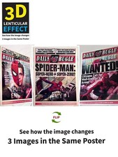 Marvel,Spider Man,Poster 3D Effect, 3 images in one, 3D Lenticular Effect.