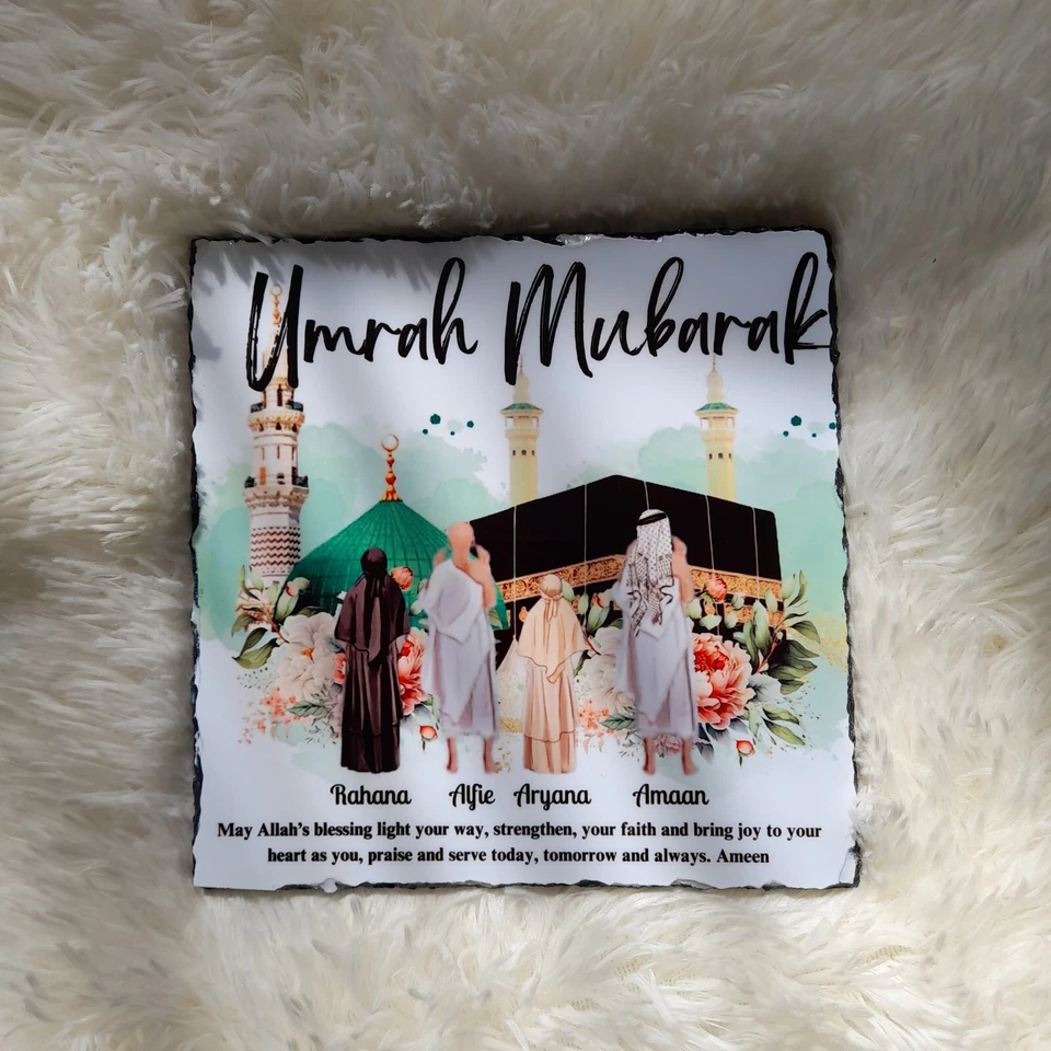 Personalised Umrah Mubarak | Hajj Mubarak Slate Plaque - Arabic Islamic Gift - Image 3 of 4