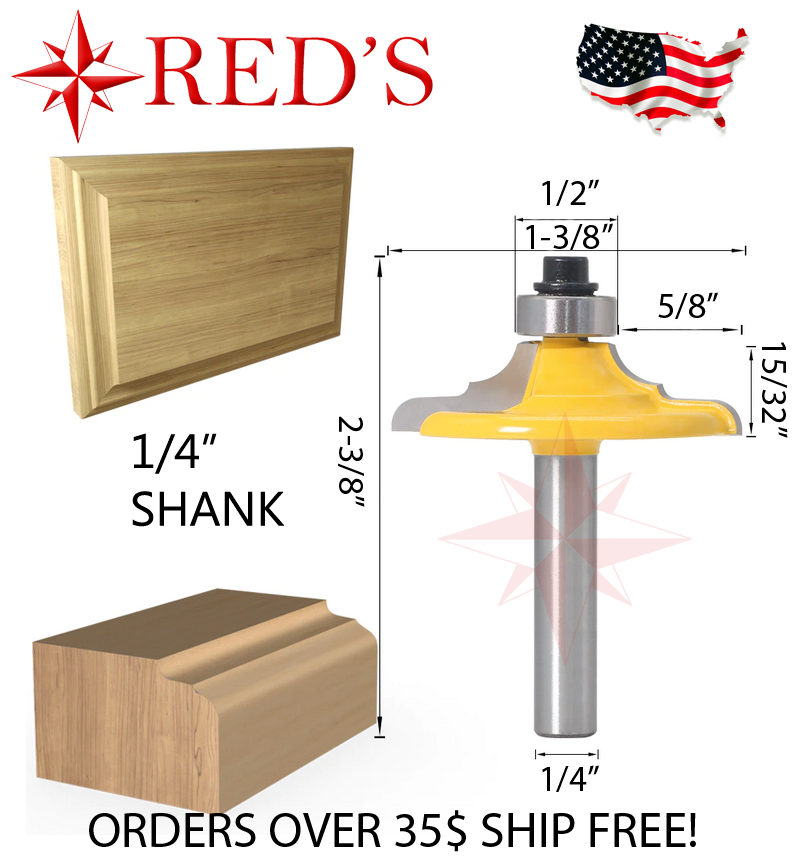 REDS Y61022-4 - Classical Wavy Cabinet Door Front Edging Router Bit - 1 ...