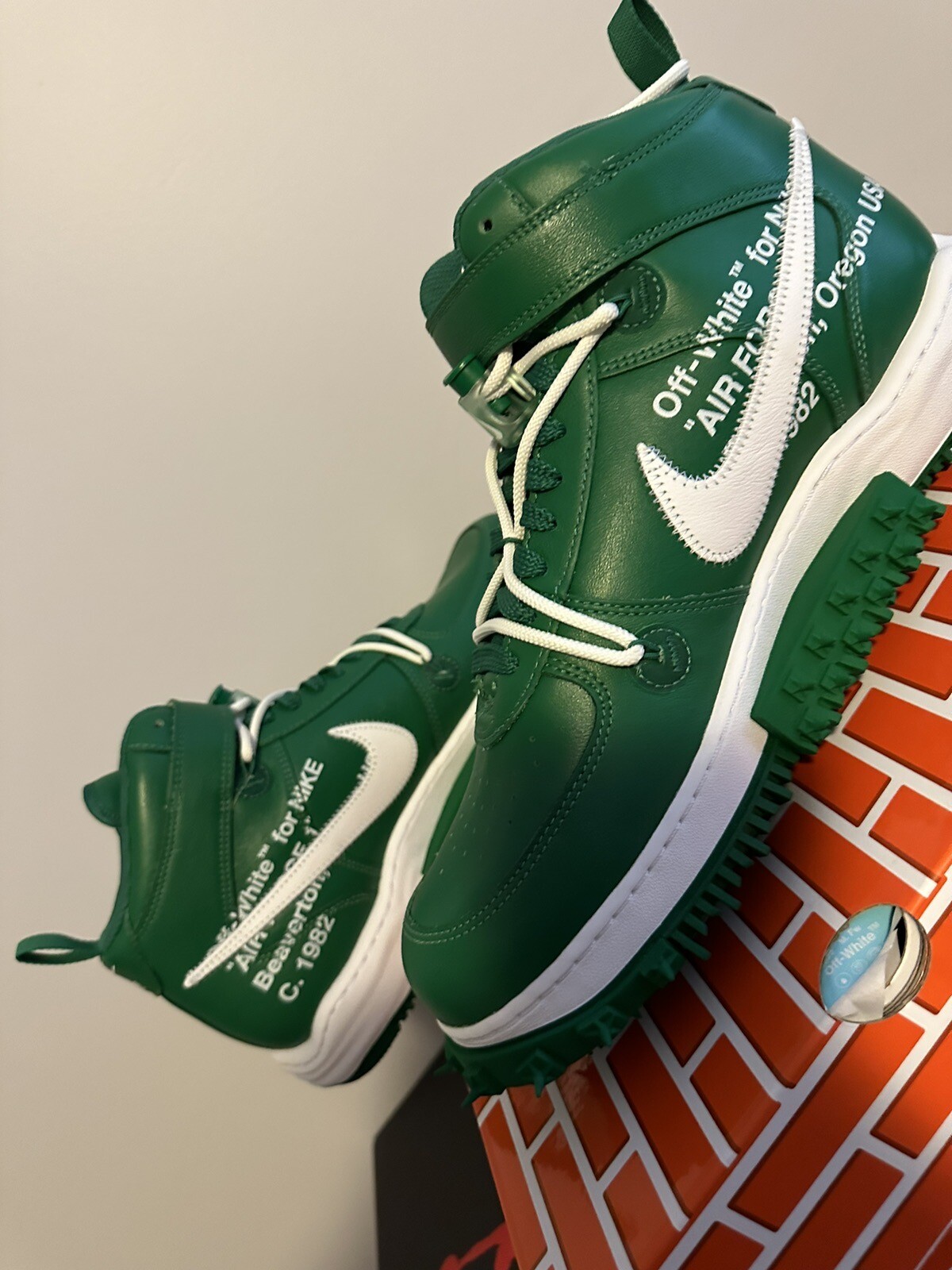 OFF WHITE X NIKE Nike x Off White Air Force 1 Mid Verde pino DR0500 300 DS