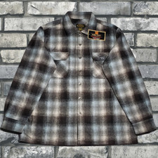 FB COUNTY WOOL SHIRT OLD SCHOOL OG LOWRIDER CHICANO BIKER FLANNEL BLACK SKY W
