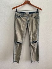 Free People Busted Knee Ripped Cropped Jeans 25 x 24.5 Low Rise Distressed