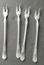 1902 E.H.H. Smith Co National Silver Plate Seafood Cocktail Fork Iris Paragon