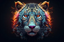 Psy Tiger UV tapestry, Blacklight Reactive, Psychedelic Tapestry, Trippy Art