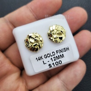 Authentic AAA+ Gold Plated Golden Nugget Cookie Pendant Necklace & Earrings Set
