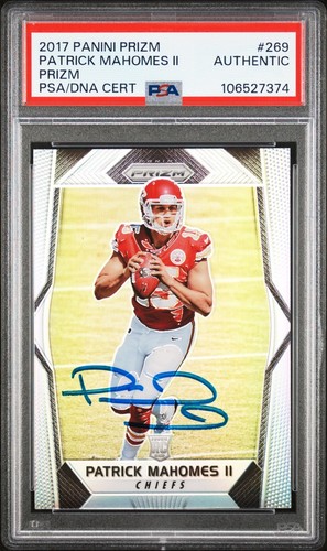 PATRICK MAHOMES SIGNED 2017 PANINI PRIZM ROOKIE RC #269 AUTO PSA AUTHENTIC