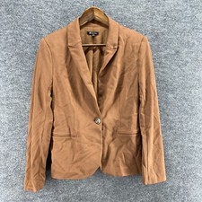 Versona Blazer Women M Brown One Button Collared Long Sleeve Lined