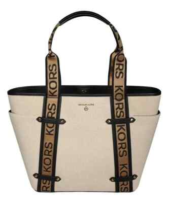 ☆MICHAEL KORS☆ MAEVE Small Tote 2wayバッグ BLACK/CREAM♪ NWT MICHAEL KORS Maeve Black Soft Faux Leather/ Canvas Small