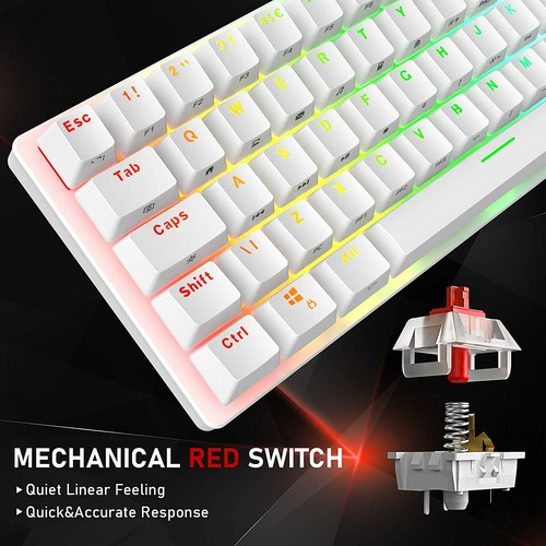 60% Mechanical Gaming Keyboard Red Switch RGB Backlit Wired PBT Keycap 61 Keys - Picture 10 of 17