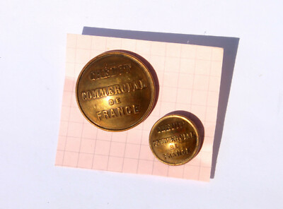 RARE 2 ANTIQUE BUTTON - CREDIT COMMERCIAL DE FRANCE - PERFECT PARIS D:17.26mm