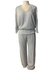 Levine Top & Pant Suit Set Silver Crystals Small Medium Concert Party Cruise