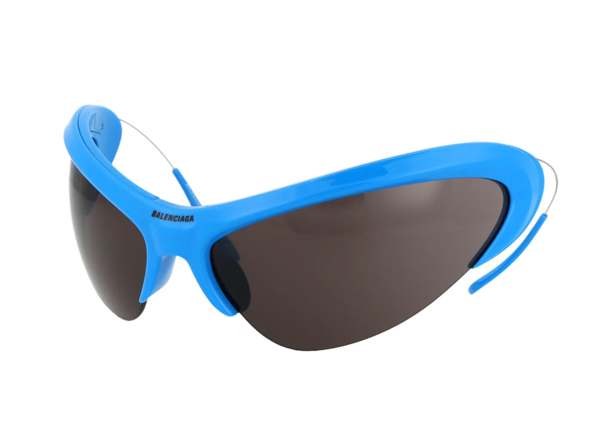 New BALENCIAGA BB0232S 004 91mm Blue Oversized Wrap Extreme