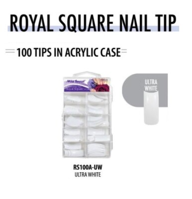 Mia Secret Professional Nail Tips - Royal Square One Hundred - ULTRA WHITE
