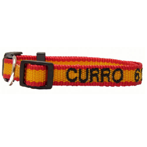 Collar para perros de Nylon Bandera de España. mascotas. placas
