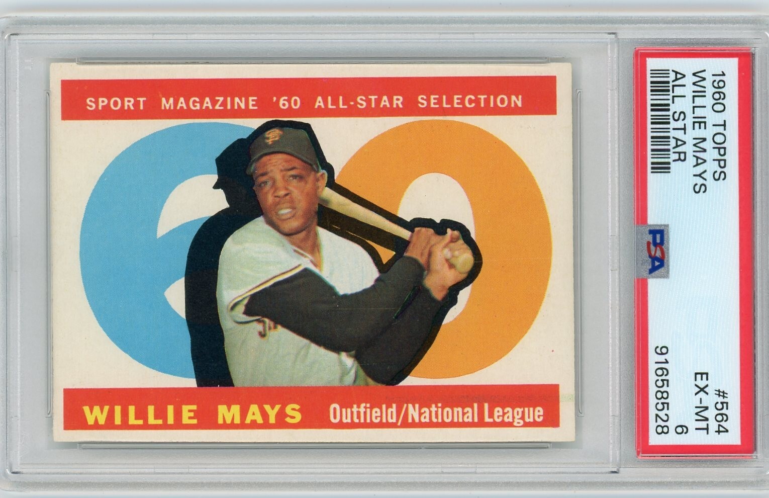 1960 Topps #564 Willie Mays San Francisco Giants All Star HOF PSA 6 EX-MT