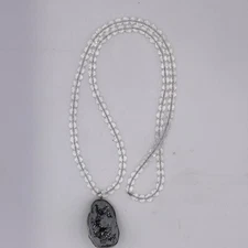 Quartz Titanium Geode Pendant Natural Rock Crystal Cut Glass Bead Necklace