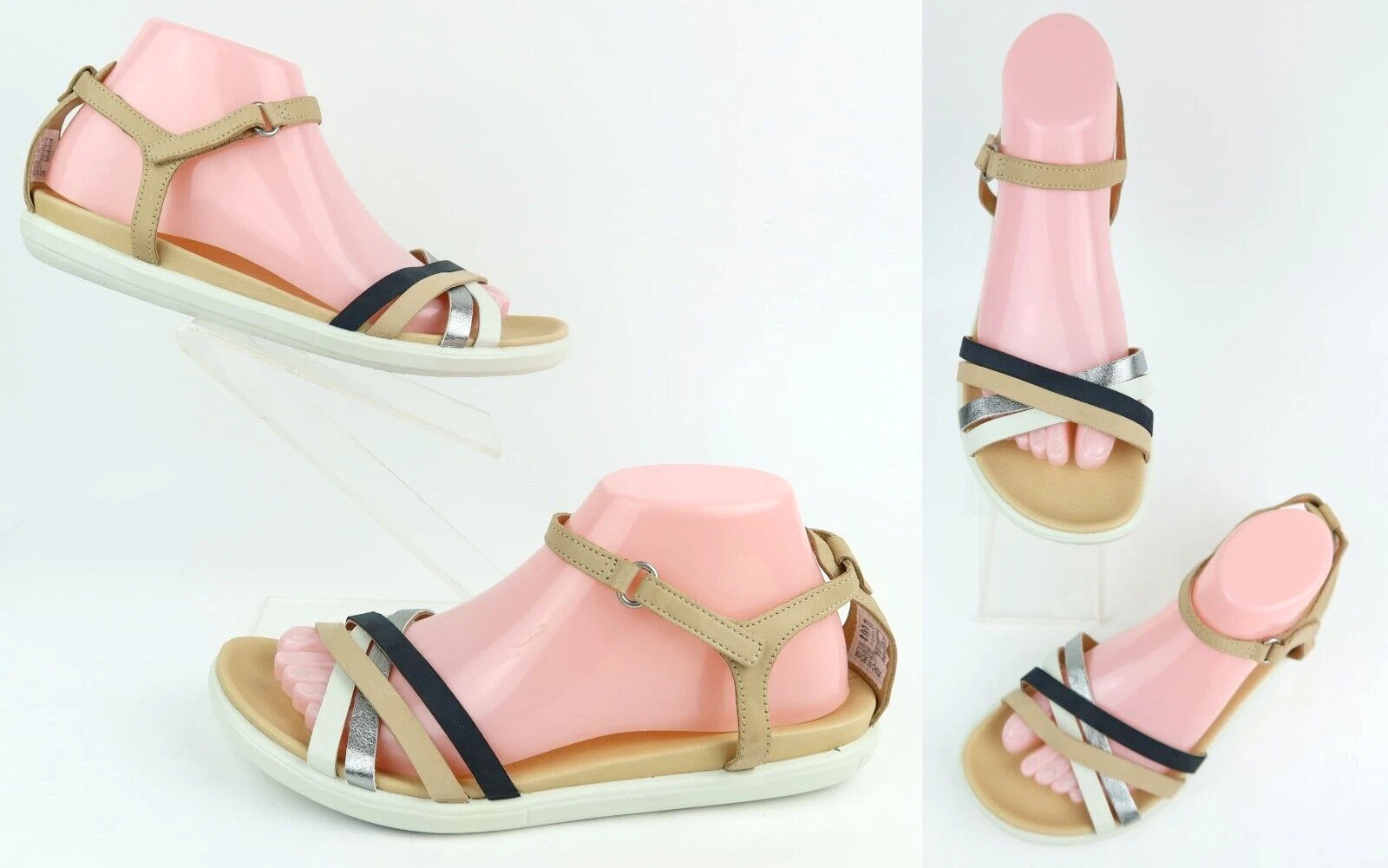 ECCO Simpil Sandalo alla caviglia in pelle multicolore marrone cipria nero argento 9 9 5