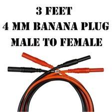 Test Lead Extension SILICONE Banana Plug Male to Female 13 AWG 3 ft (#992-003)