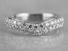 0.60Ct White Round Cut Stone Curved Wedding Ring In Solid 925 Sterling Silver