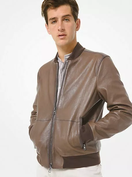 Michael kors leather bomber jacket sale