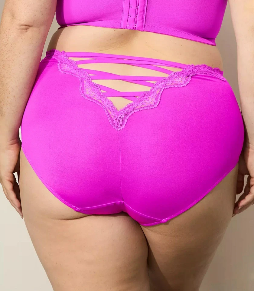 Sexy braguita calzoncillo completo con tiras en la espalda Miami Fushia de Lane Bryant talla grande 18/20, 2X Foto 2 de 4