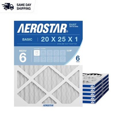 Clean Air Solution: 6 Pack MERV 6 Pleated Filters 20x25x1 for HVAC Systems