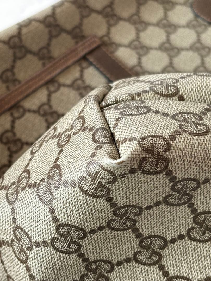 GUCCI Vintage GG Tote Bag Leather Diamond Pattern Excellent Condition thumbnail 5
