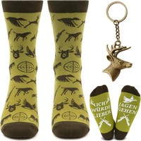 JäGer Geschenke Set - Lustige Socken MäNner 39-45 Mit SchlüSselanhäNger