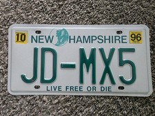 1996 New Hampshire NH Vanity License Plate 